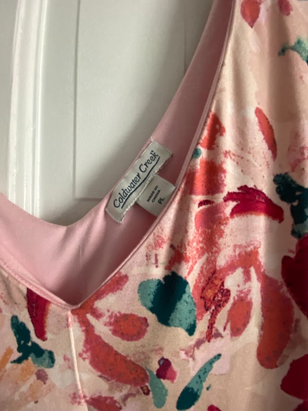 Coldwater Creek Pink Floral V Neck Sleeveless Maxi Dress Size Petite Large - Picture 2 of 3